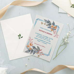 Convite Chamada de Casamento de Flores de cinza Elegantes