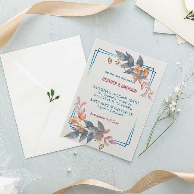 Convite Chamada de Casamento de Flores de cinza Elegantes (Elegant gray-blush flowers Wedding Invitation
)