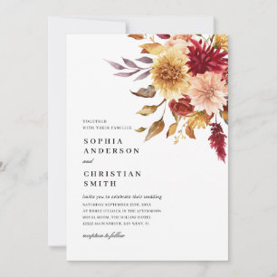 Convite Chamada de Casamento de Flores de Queda