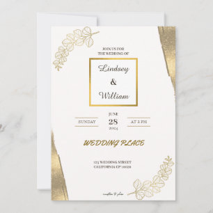 Convite Chamada de casamento elegante de ouro branco