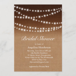 Convite Chamada de Chá das Luzes Brilhantes no Burlap Somb