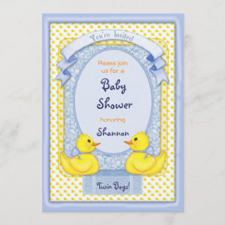 Convite Chamada de Chá de Borracha Ducky Twin Boys