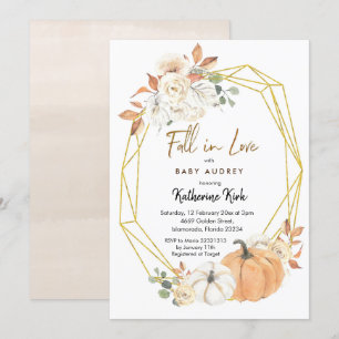 Convite Chamada de Chá de fraldas de Abóbora no Amor