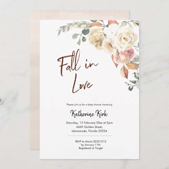 Convite Chamada de Chá de fraldas de Abóbora no Amor (Frente/Verso)