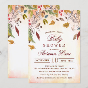 Convite Chamada de Chá de fraldas de Folha Rústica