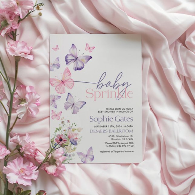 Convite Chamada de Garota de Bebê de Borboleta (Criador carregado)