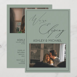 Convite Chamada de Luxo Verde Caligrafia Estamos Fugindo p