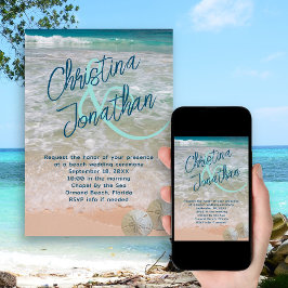 Convite Chamada de Mar de Turquesa Casual Casual Casual de