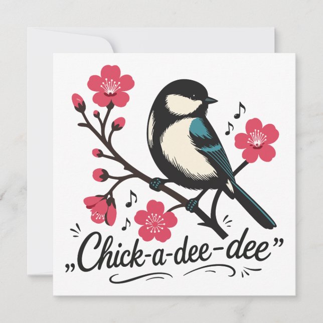 Convite Chamada de passarinho chick-a-dee-dee-dee (Frente)