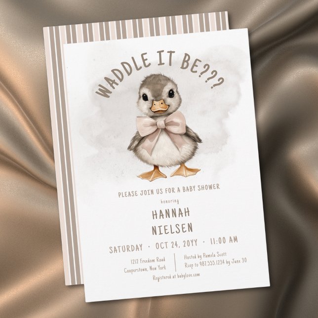 Convite Chamada de Patinho Adorável Será que É Churrasco d (Adorable Duckling Waddle It Be Baby Shower Invitation)