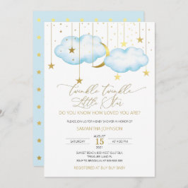 Convite Chamada de Pequeno Estrelo Azul Brilhante