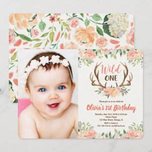 Convite Chamada de primeiro aniversario selvagem de um con