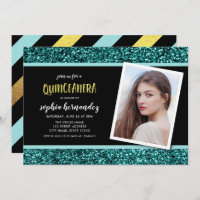 Chamada de Quinceanera com Glitter Teal