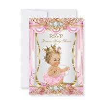 Chamada de RSVP Menina Loira Princesa Baby Shower 
