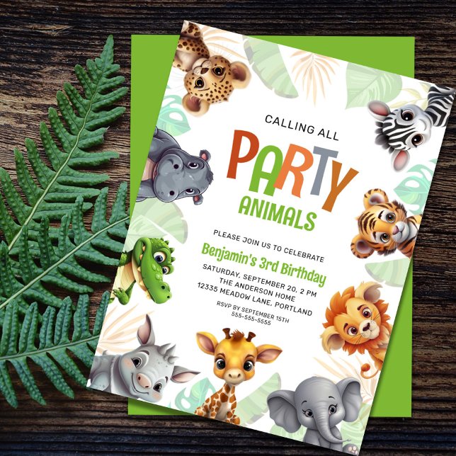 Convite Chamada para Todos os Animais da Festa Aniversário (Criador carregado)