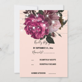 Convite chamada RSVP de flor de Borgonha