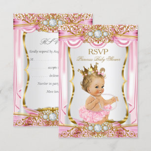 Convite Chamada RSVP Menina Loira Princesa Baby Shower Sed