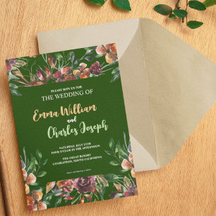 Convite Chamada Tema de Casamento de Flores Selvagens Escu