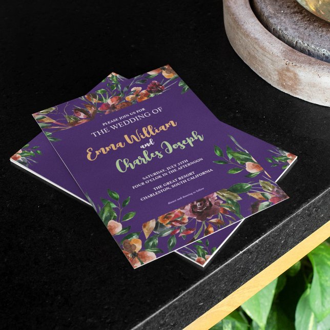 Convite Chamada Tema de Casamento de Flores Selvagens Escu (Criador carregado)