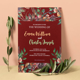 Convite Chamada Tema de Casamento de Flores Selvagens Escu