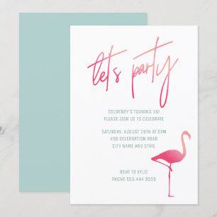 Convite Chamada Tropical flamingo doce dezesseis rosa e me