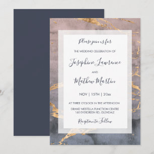 Convite Chamadas de Aquarela e Casamento Dourado