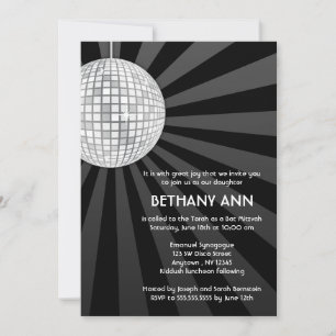 Convite Chamadas de Bat Mitzvah Silver Disco