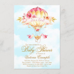 Convite Chamadas de Bebê de Balão de Ar Quente