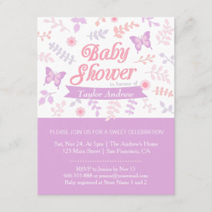 Convite Chamadas De Bebê De Borboleta Floral Elegante