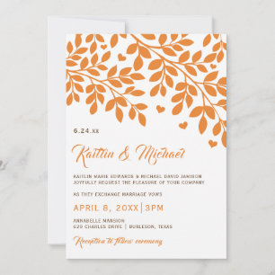 Convite Chamadas de Casamento de Árvores de Queda   Laranj