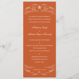 Convite Chamadas de Casamento do Texas Burnt Orange Lone S