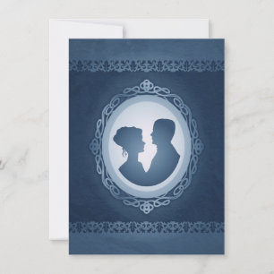 Convite Chamadas de Casamento Gótico Vitoriano Azul