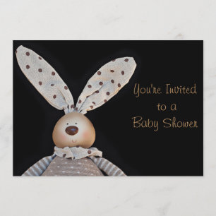 Convite Chamadas de chá de bebê coelhinho unisex em pret