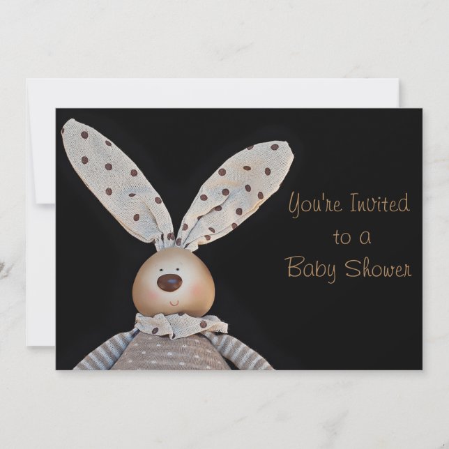 Convite Chamadas de chuveiro de bebê cony unisex em preto (Frente)