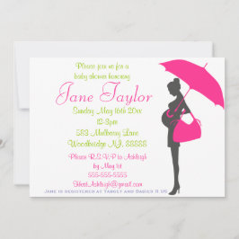 Convite Chamadas de Chuveiro de Bebês de Silhueta Magenta