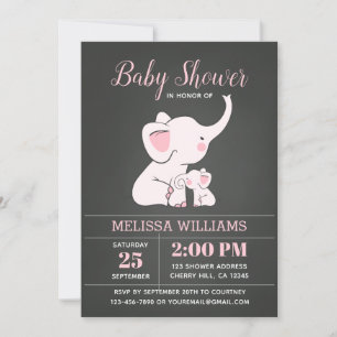 Convite Chamadas de elefante para bebês para meninas
