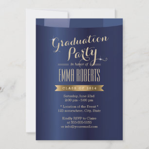 Convite Chamadas de Festa de formatura Azul para Marinho d