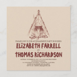 Convite Chamadas de festa de noivado de acampamento