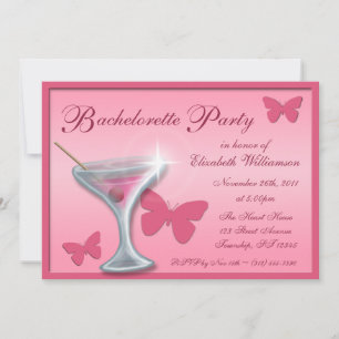 Convite Chamadas de Festa de solteira Butterfly Martini