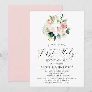 Convite chamadas de flores em branco através do primeiro 