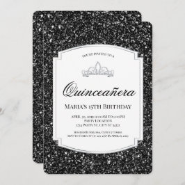 Convite Chamadas de Quinceañera com Glitter Preto