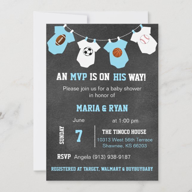 Convite Chamadas para bebê do tema esporte em outdoor (Frente)