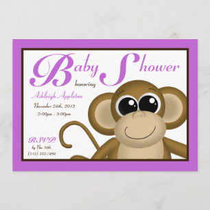 Convite Chamadas para bebê roxo de macaco giro