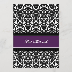 Convite Chamadas Plum Damask Bat Mitzvah