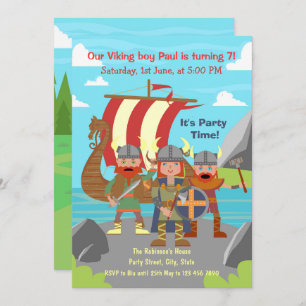 Convite Chamando todas as crianças viking para uma Festa d