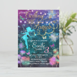 Convite Chamando todas as Fairies Aniversário