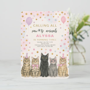 Convite Chamando todas as Festas de aniversário de gatinho