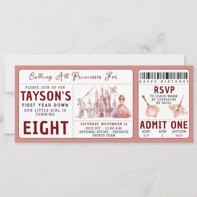 Convite Chamando todas as princesas de Castelo Mágico 8º a (Frente)