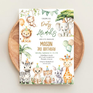Convite Chamando Todos Animais da Festa Aniversário Jungle