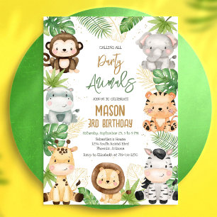 Convite Chamando Todos Animais de Festa Aniversário Jungle